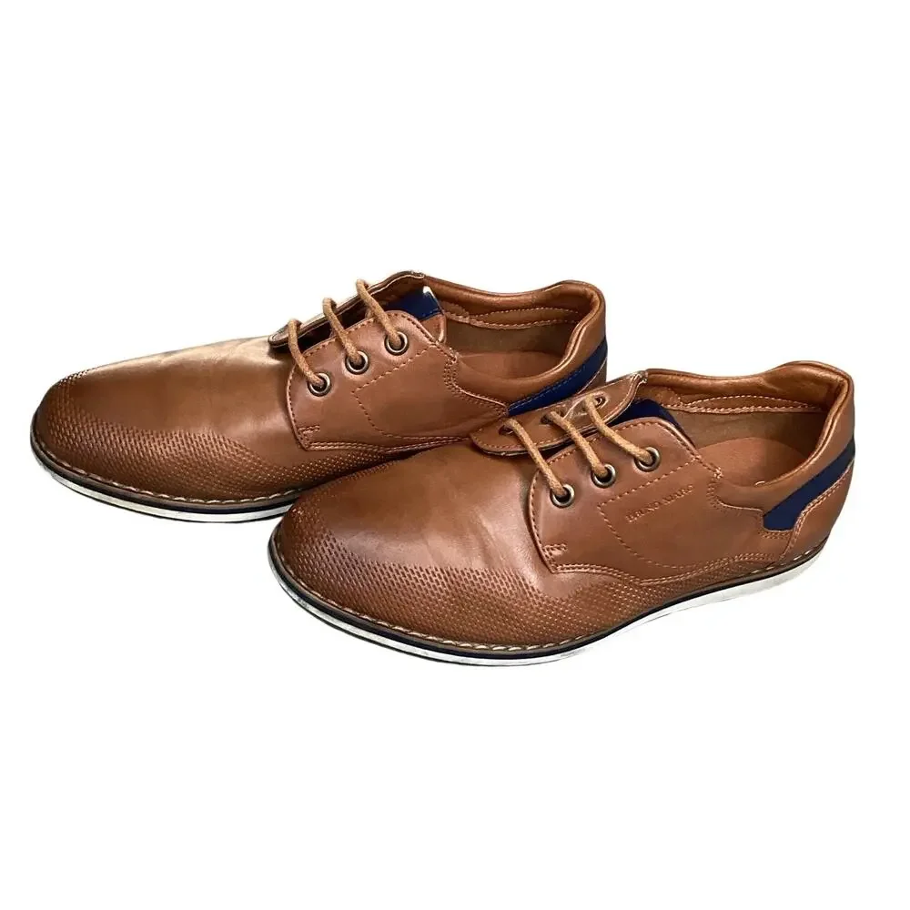 Bruno Marc Boys Brown Dress Shoes Size 2 Oxford Lace-Up Formal Shoes EU 33.5